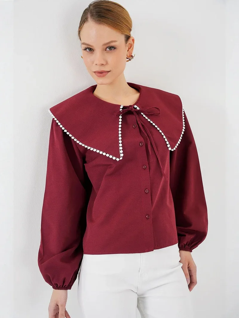 BIG DART BDART Poplin Baby Collar Shirt with Bow